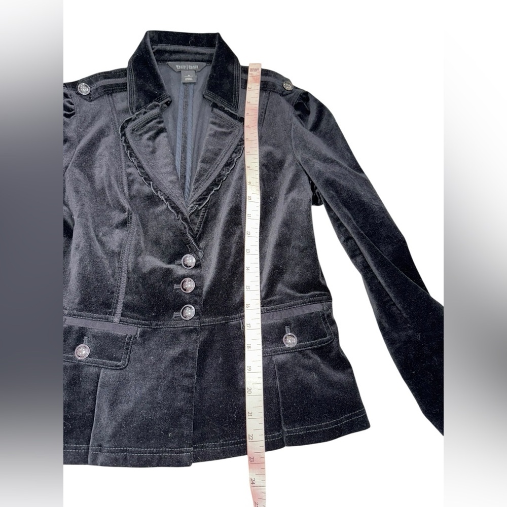 White House Black Market Black Velvet Military Style Blazer Jacket Size 4 - Picture 5 of 9